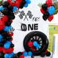 Fast One Birthday Racing Decal, Fast One 1st Birthday Backdrop Decor, Race Car Theme Decor for Boys?Black Car Bday Arch Backdrop Decal, for Party