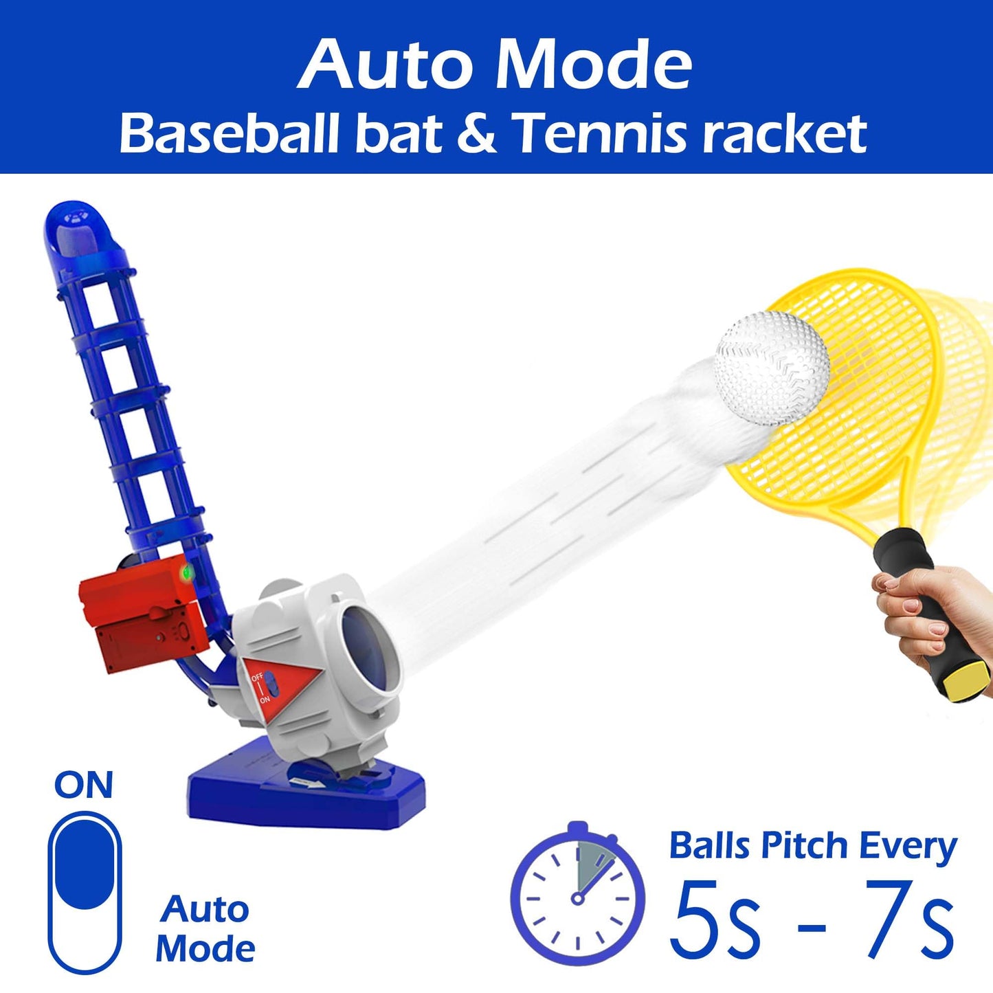 iPlay, iLearn Kids Pitching Machine Toys, 2 in 1 RC Baseball Tennis Pitcher