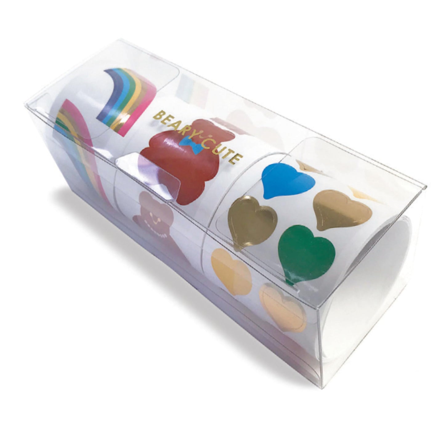 Mrs. Grossman's Beary Cute 3-Roll Sticker Gift Box with Over 175 Premium Stickers with Bears, Rainbows, and Hearts for Collecting, Scrapbooking