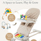 Cuddo Baby Bouncer Montessori| Sensory Toy, Piano, Tray, Rattle Socks| Khaki
