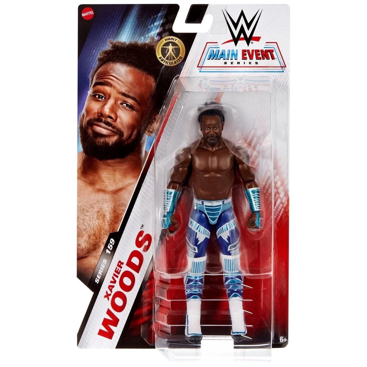 WWE Mattel Xavier Woods Action Figure, Main Event Series #159, 6-inch Collectible Superstar with 14 Articulation Points & Life-Like Look