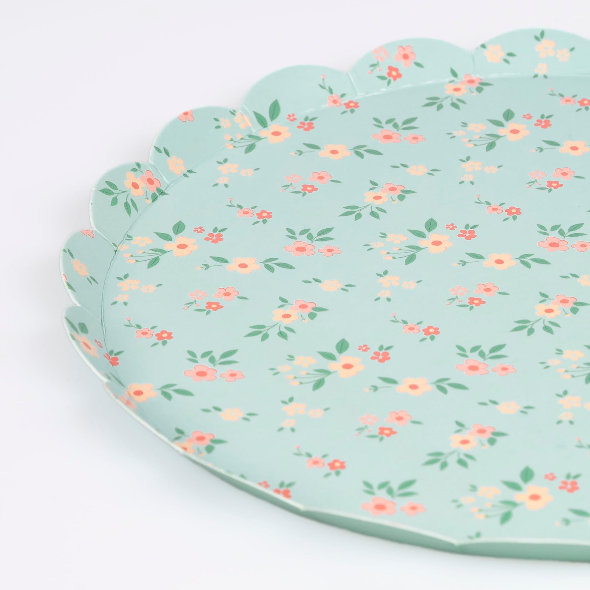 Meri Meri Floral Paper Plates (Pack of 8), Floral Disposable Plates for Party, Scalloped Edge, 2 Sizes (Dinner and Side)