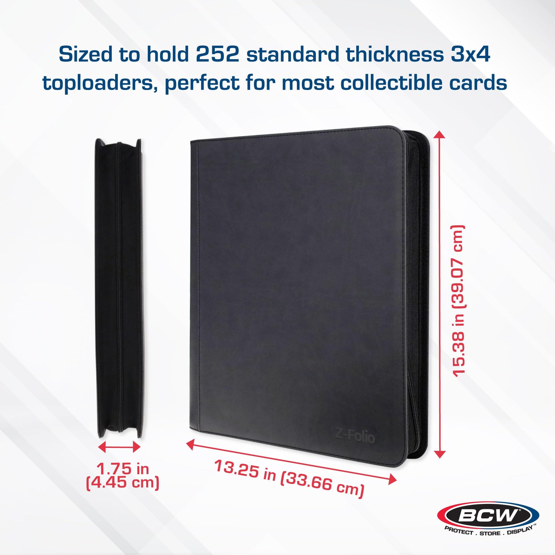 BCW Top Loader Binder | 9-Pocket LX Album | Black Leatherette Toploader | Archival Safe | Side-Loading Pages | Holds 252 Standard 3x4 Toploaders |