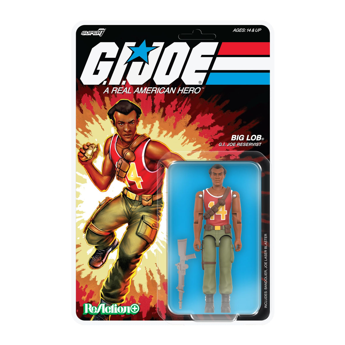 Super7 Reaction+ G.I. Joe Big Lob - 3.75" G.I. Joe Action Figure with Accessories - Classic Cartoon Collectibles and Retro Toys