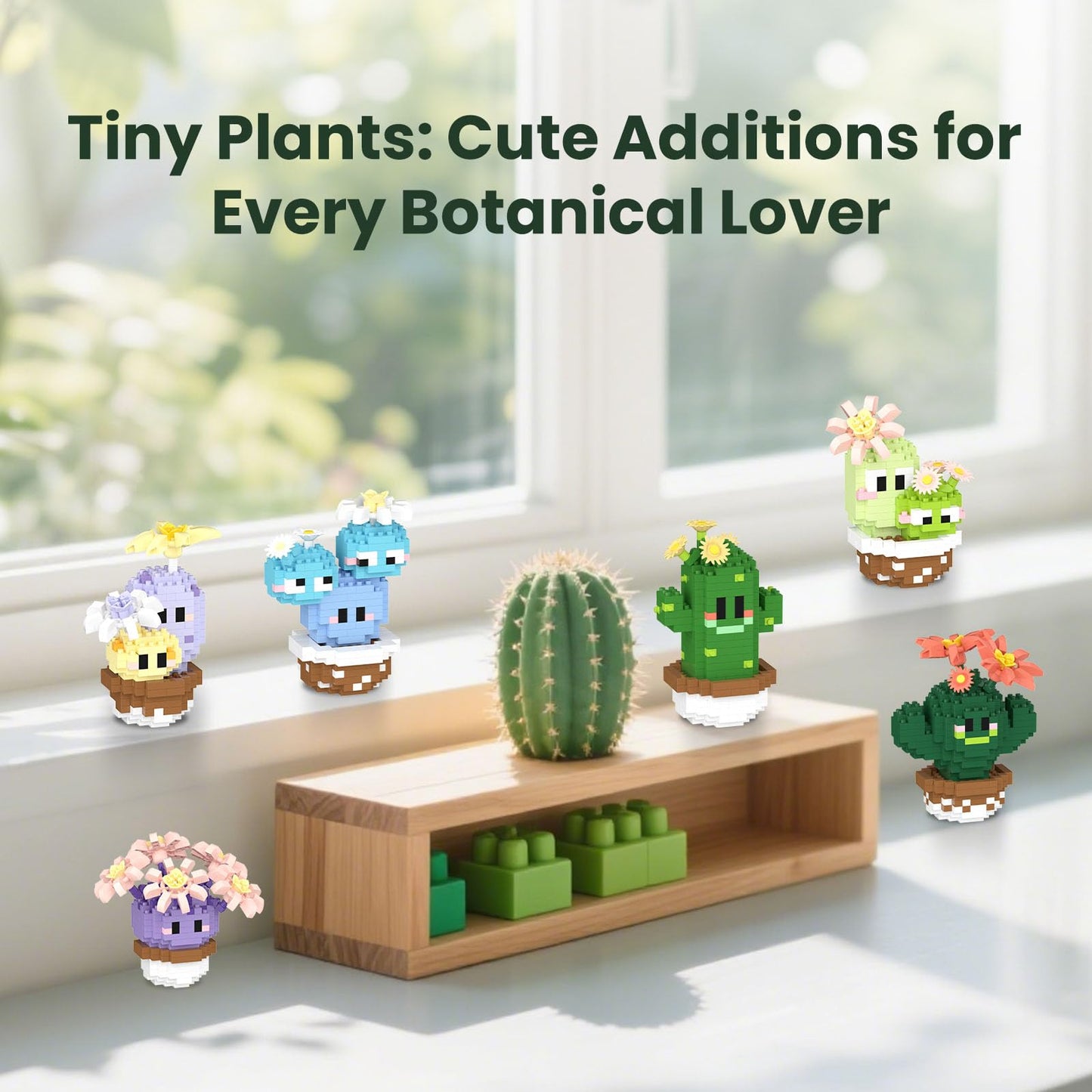 HIGH GODO Flowers & Cactus Party Favors Building Sets, 6 Pack Succulents Tiny Plants Bonsai Décor Model Kits, Goodie Bag Stuffers, Prize Box Toys