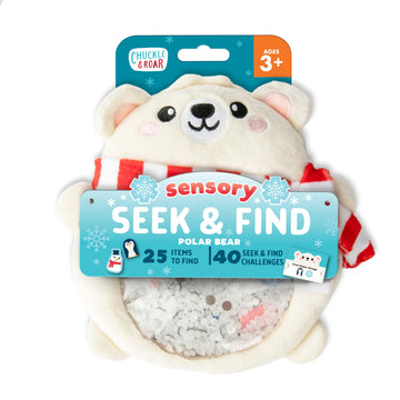 Chuckle & Roar Seek & Find Plush Polar Bear Game - Ages 3+, Multicolor, 1 Plush, 20 Cards - Portable Travel Toys - Screen Free Sensory Toys