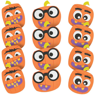 Fun Express Goofy Face Pumpkin Magnet Craft Kit - Creative Halloween Craft for Kids Self-Adhesive Foam Pieces Fun DIY Activity for School & Home