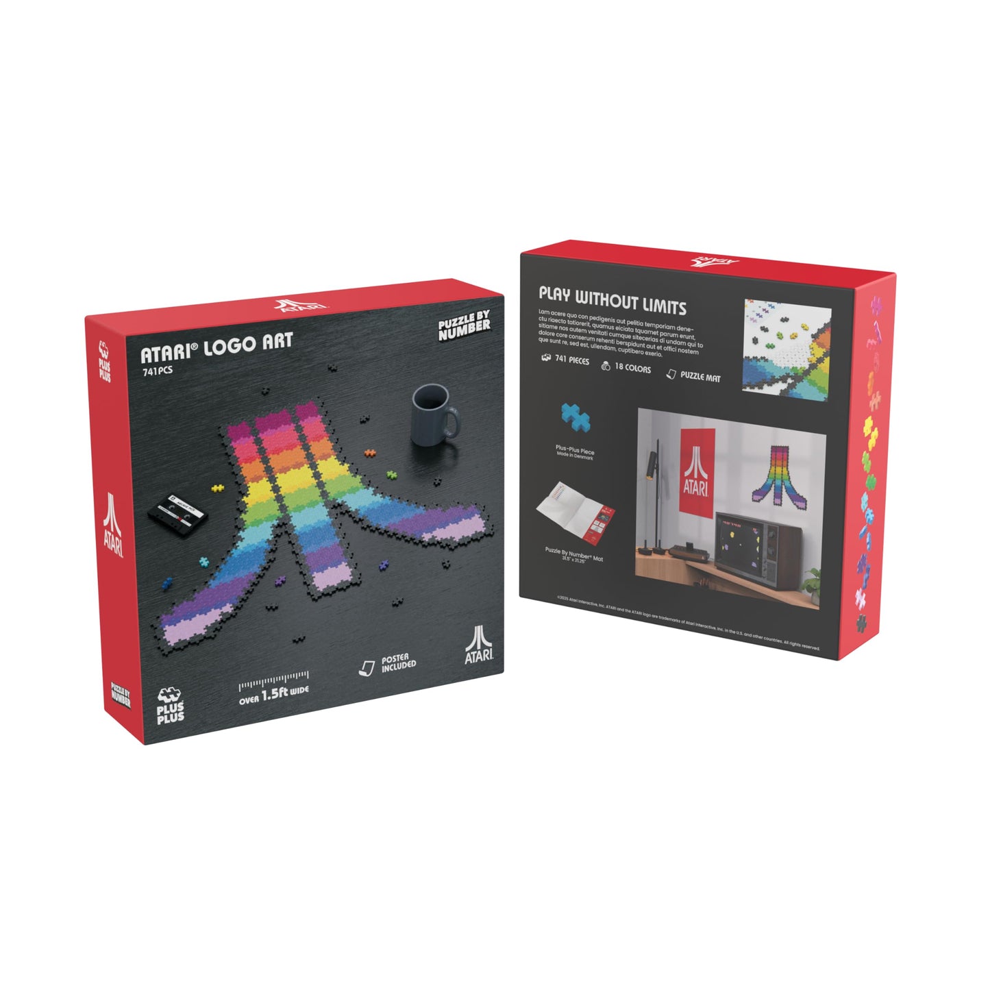 PLUS PLUS Puzzle by Number, Atari - 740 pc Pixel Art Kit, Hashtag Blocks