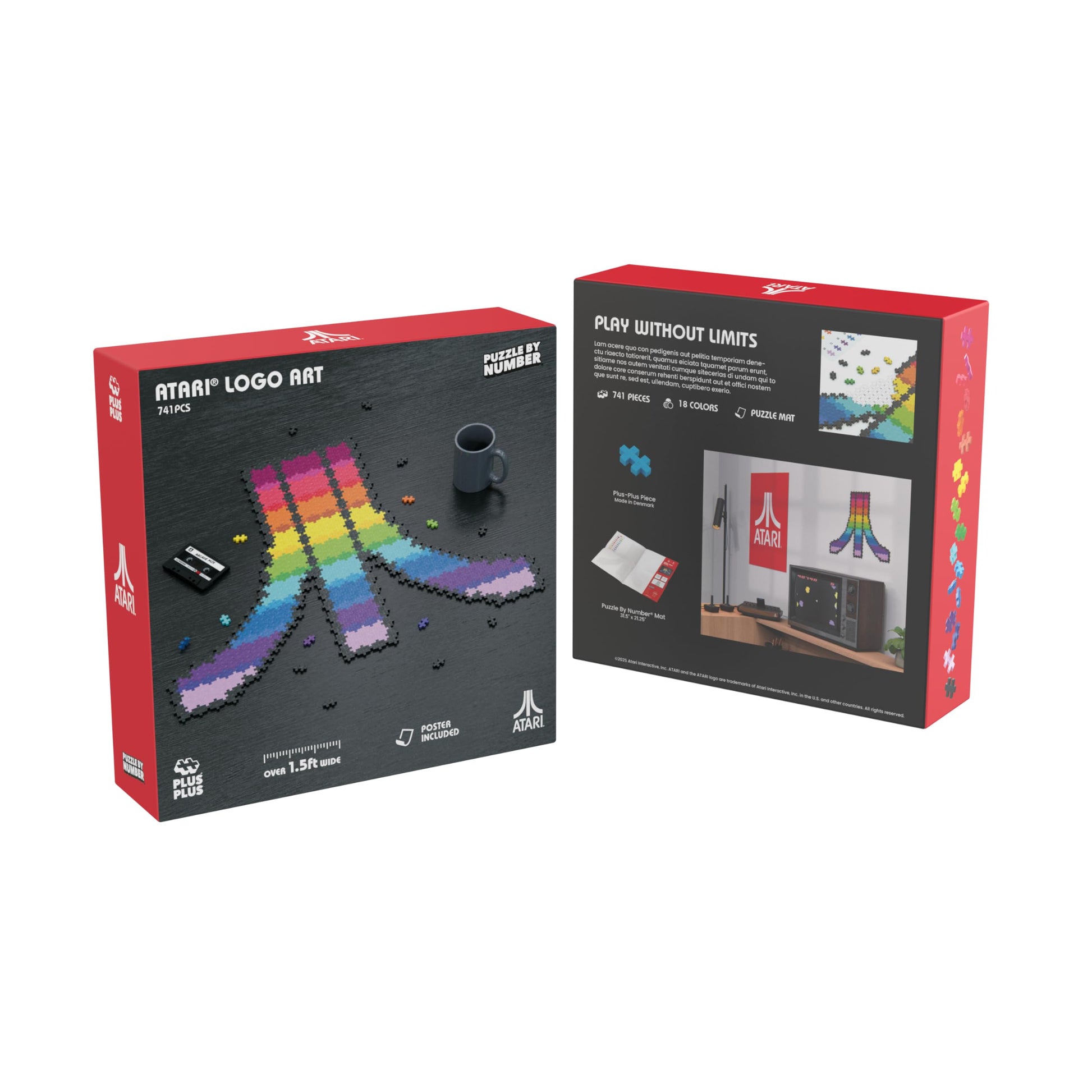 PLUS PLUS Puzzle by Number, Atari - 740 pc Pixel Art Kit, Hashtag Blocks