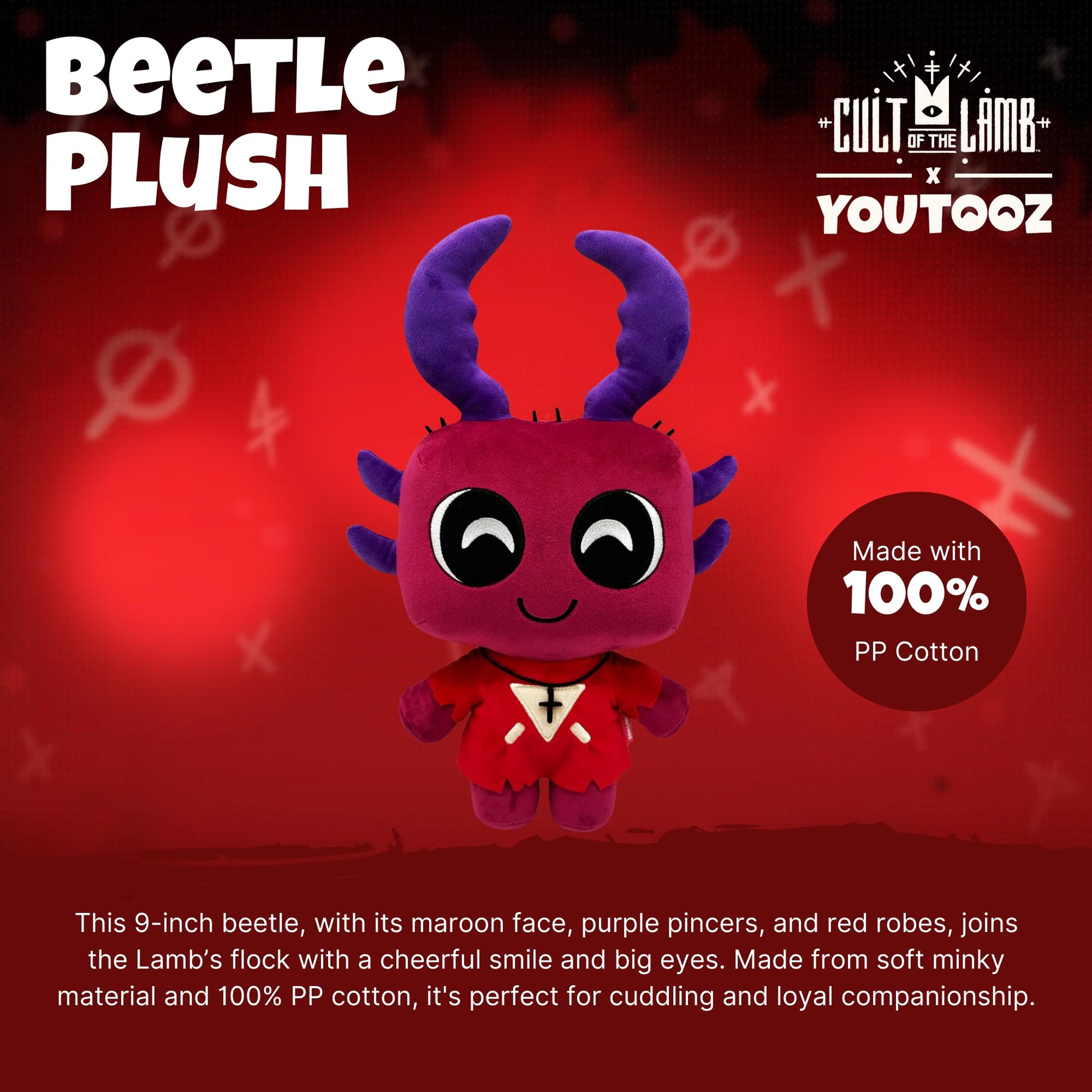 Youtooz Beetle Plush 9 inch Cult of the Lamb, Collectible Stuffed Beetle 9 inch Plush from Cult of the Lamb Collection