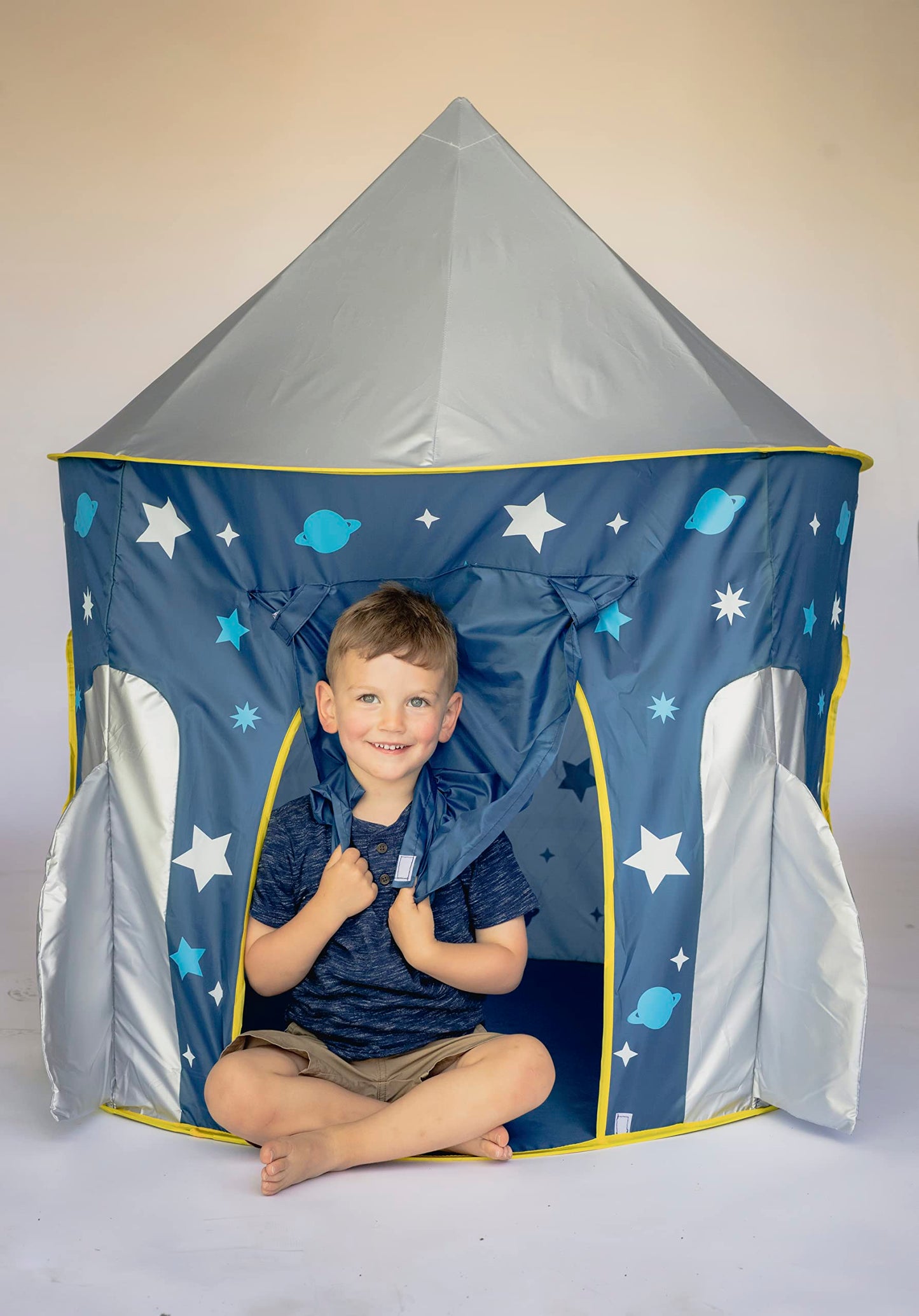 Chuckle & Roar - Spaceship Play Tent - Active Play for Toddlers - Preschool pop up Tunnel Companion - Ages 3 and up - Space Themed Tent