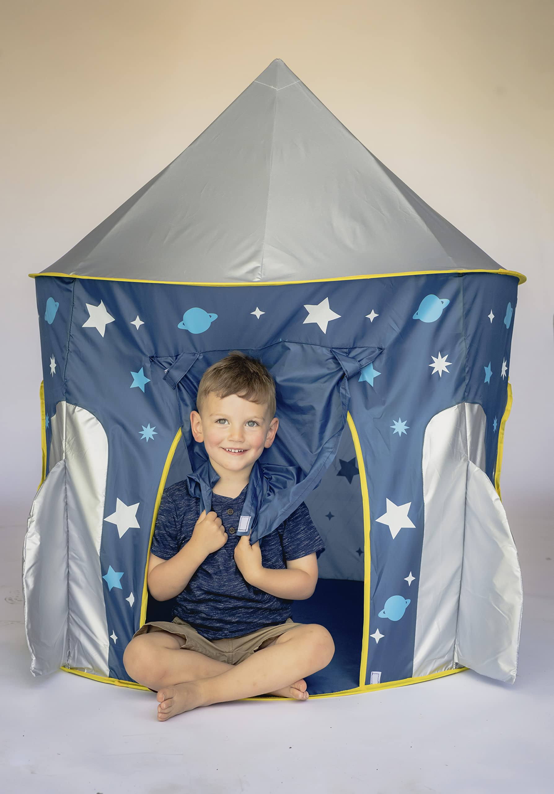 Chuckle & Roar - Spaceship Play Tent - Active Play for Toddlers - Preschool pop up Tunnel Companion - Ages 3 and up - Space Themed Tent