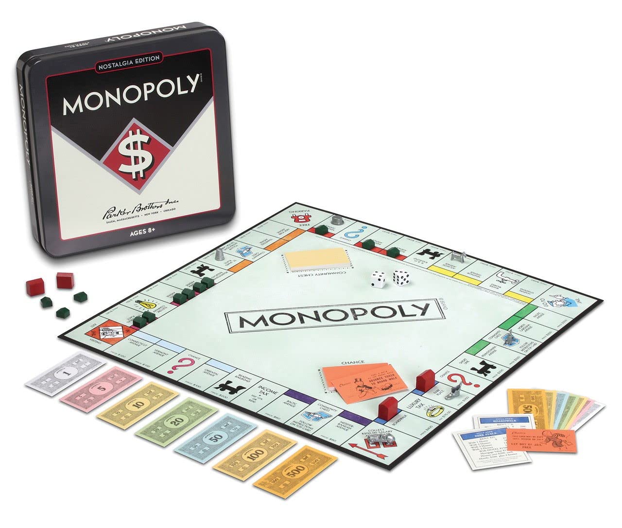 Monopoly Nostalgia Edition Board Game in Collectible Tin by WS Game Company - Vintage Style Property Trading Board Games for Ages 8+
