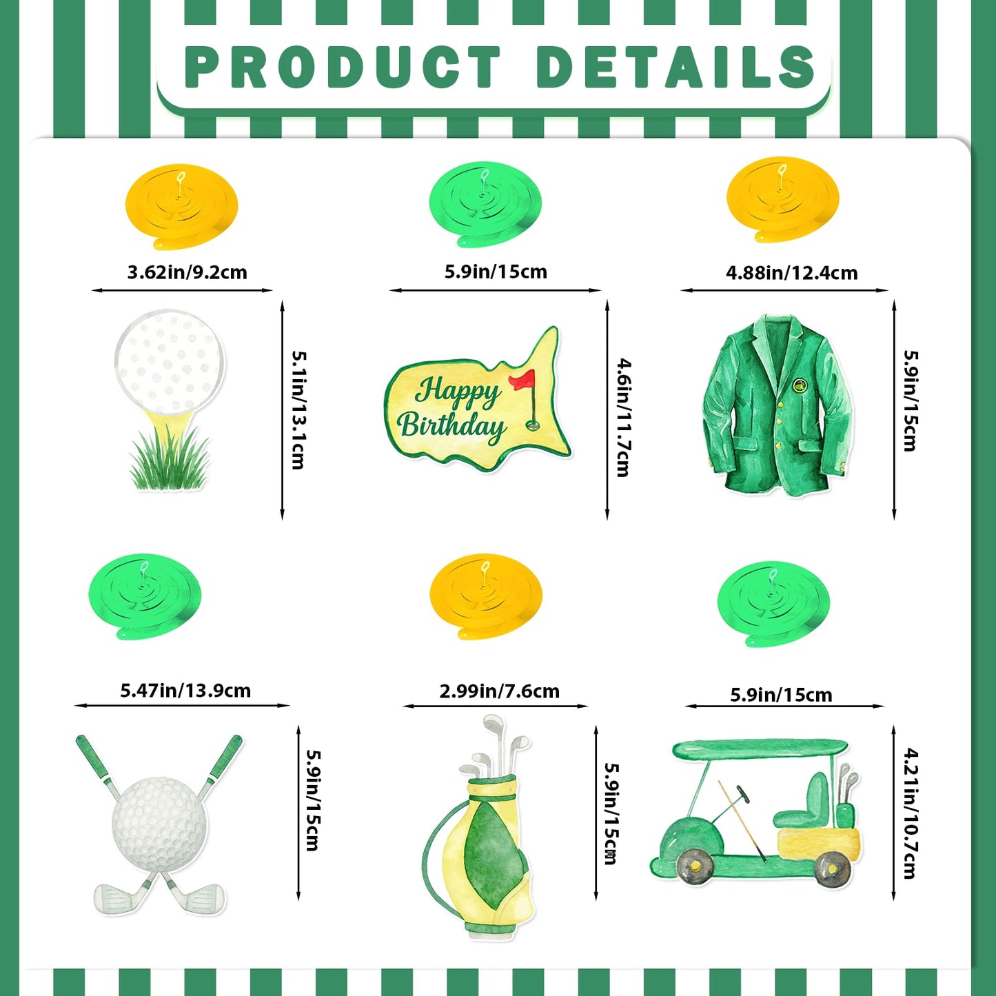 Golf Birthday Decorations - Golf Birthday Banner Hanging Swirls Hole In One Party Decorations for Kids Adults, Green