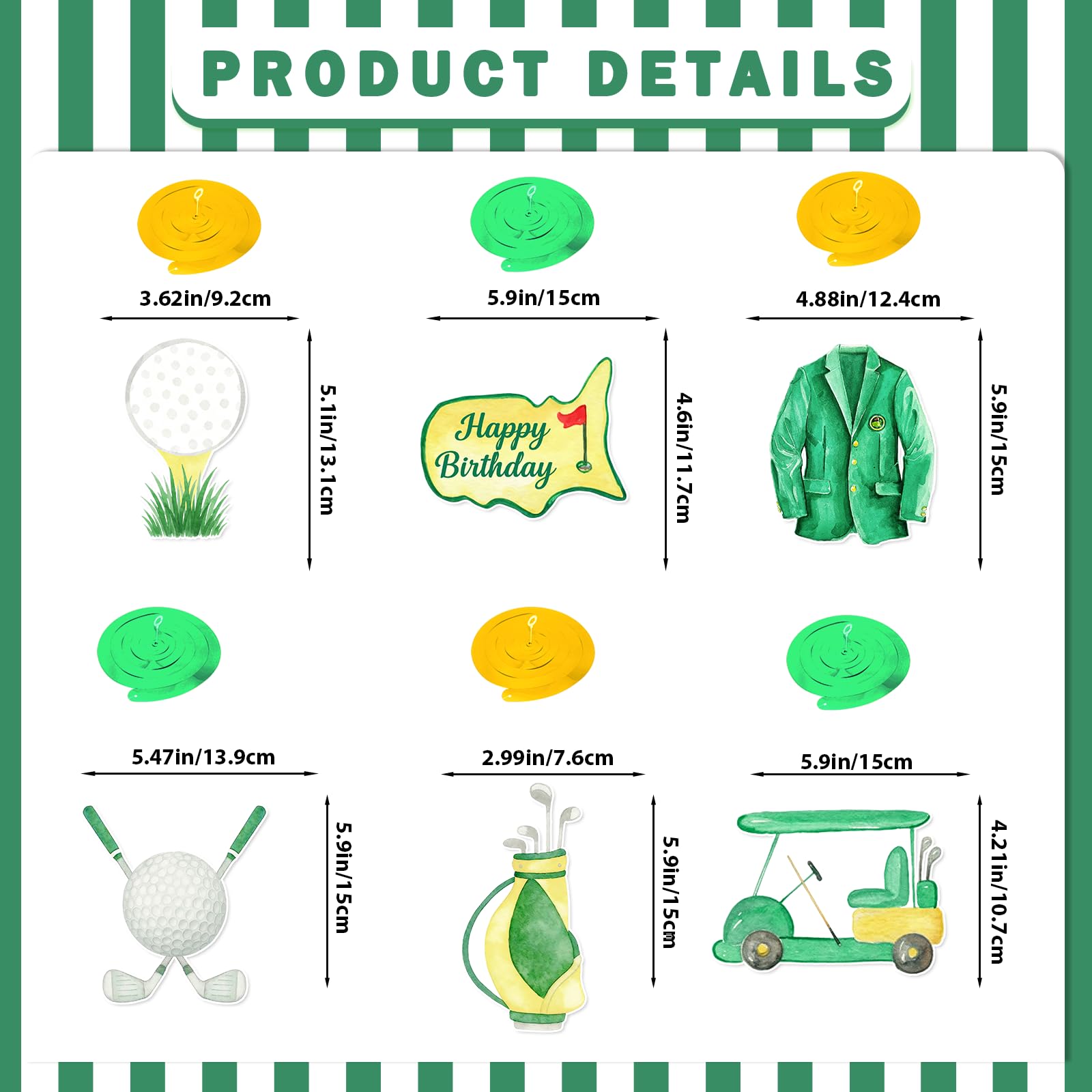 Golf Birthday Decorations - Golf Birthday Banner Hanging Swirls Hole In One Party Decorations for Kids Adults, Green