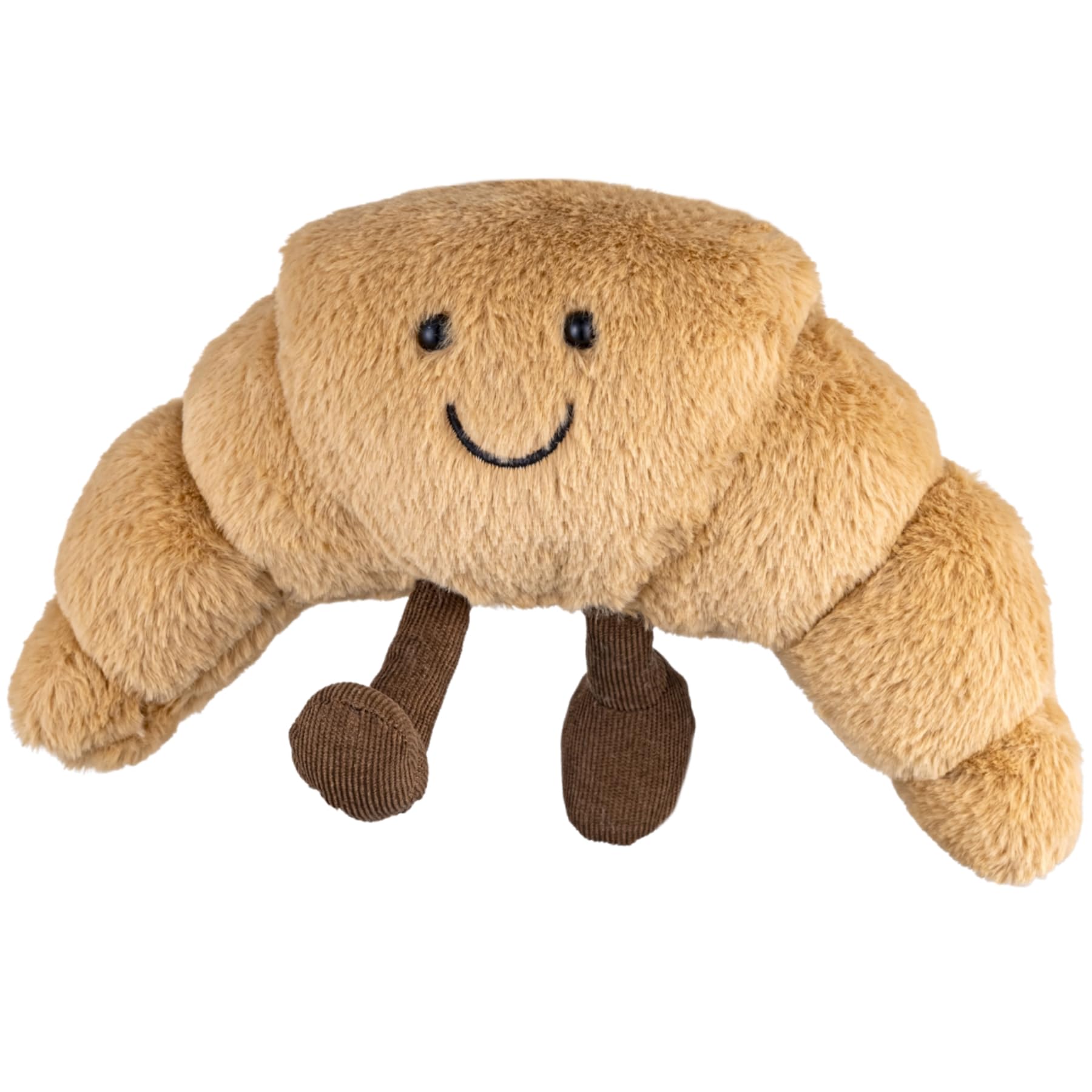 WqWqian Croissant Plush Toy, 14 Inch Cute Stuffed Croissant Pillow, Soft Bread Plushie Food Plush Doll for Kids Adults, Funny Smiling Pastry Stuffed
