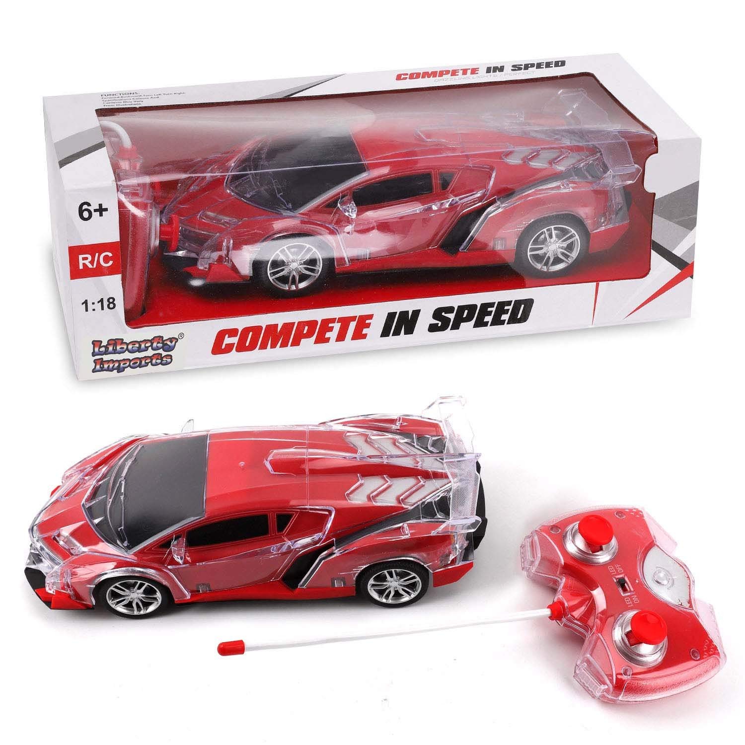 Liberty Imports Light-Up Remote Control Sports Car, Racing Toy, 1:20 Scale