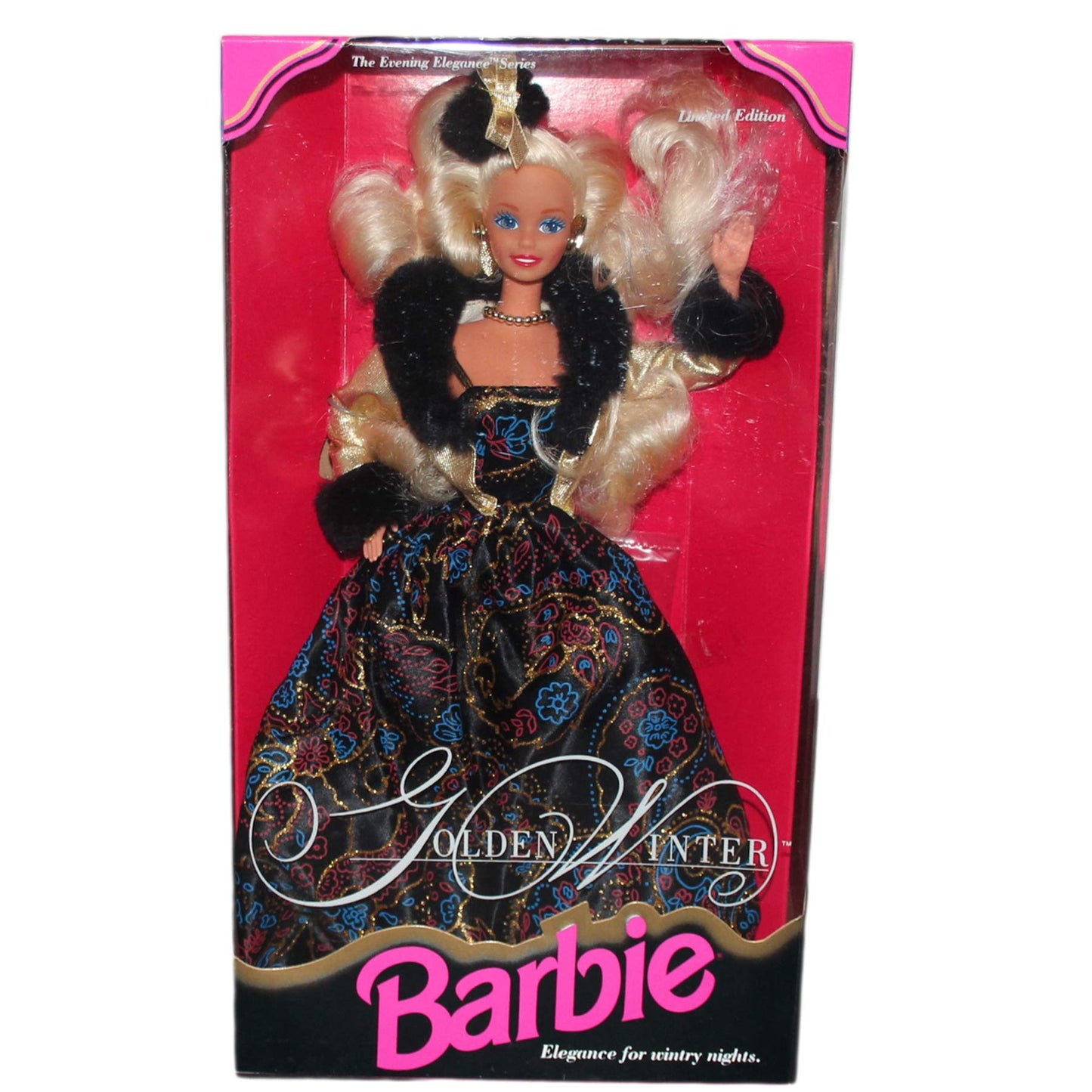 Barbie 1993 Limited Edition The Evening Elegance Series 12 Inch Doll - Golden Winter Barbie with Dress, Jacket, Hairpiece, Earrings, Ring, Necklace