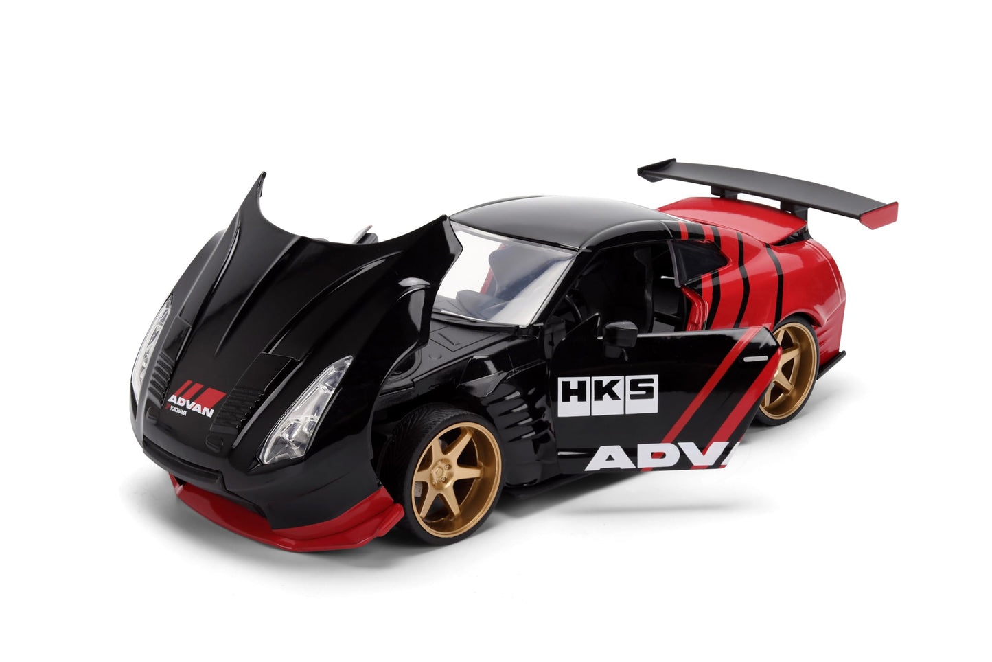 Jada 2009 Nissan GT-R Ben Sopra HSK Advan, Black/Red Toys 37022-1/24 Scale Diecast Model Car