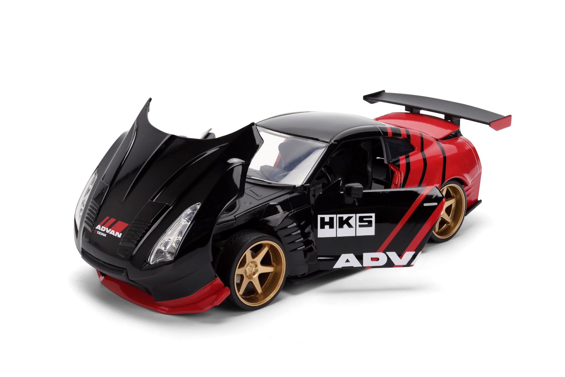 Jada 2009 Nissan GT-R Ben Sopra HSK Advan, Black/Red Toys 37022-1/24 Scale Diecast Model Car
