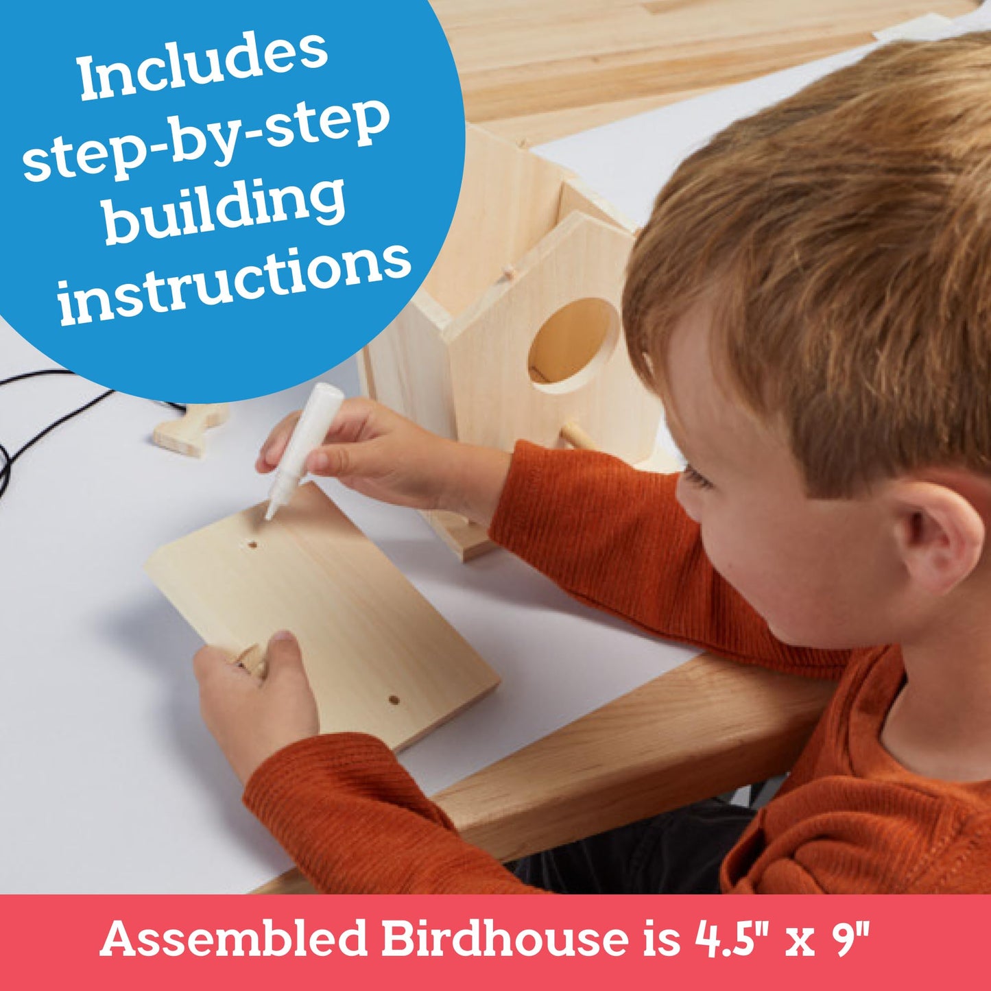 MindWare Make Your Own Birdhouse Kit - Wood Art Kit for Kids - Includes Pre-Cut Wood Pieces and Art Supplies to Assemble and Paint Your Own Bird House