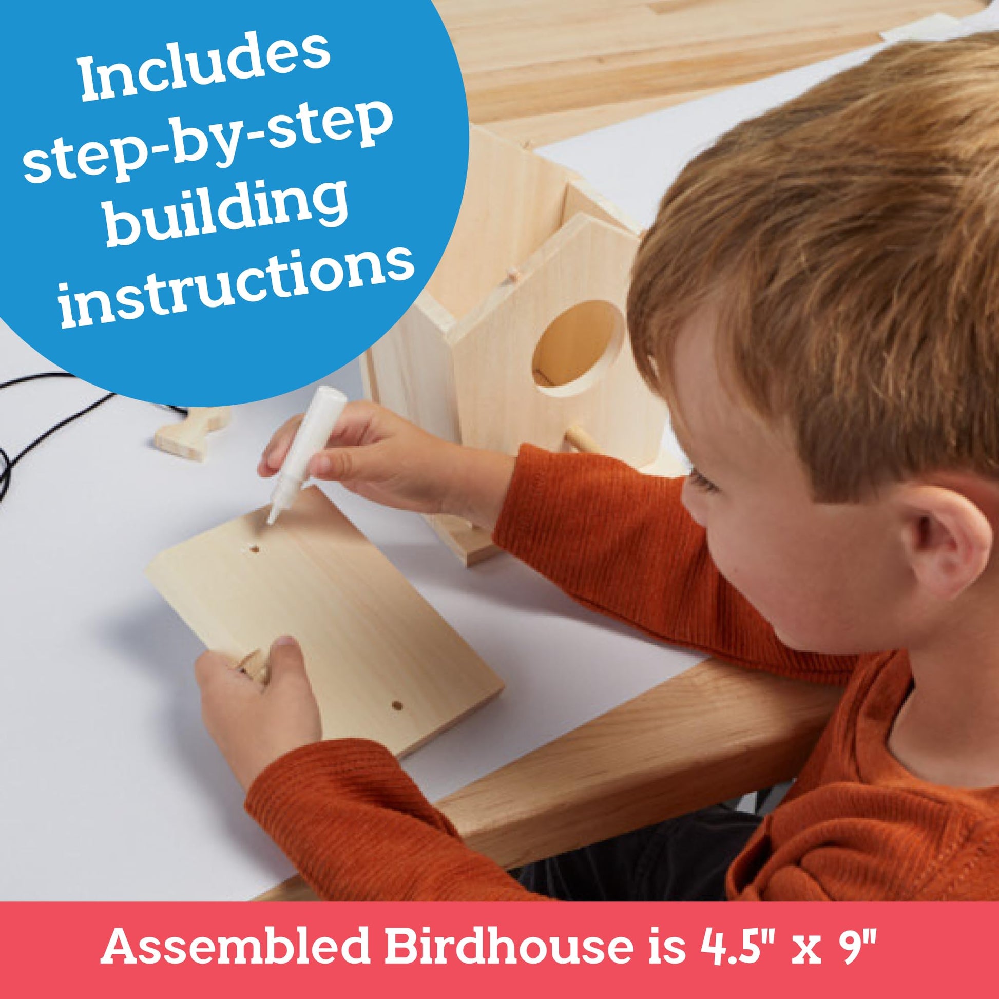 MindWare Make Your Own Birdhouse Kit - Wood Art Kit for Kids - Includes Pre-Cut Wood Pieces and Art Supplies to Assemble and Paint Your Own Bird House