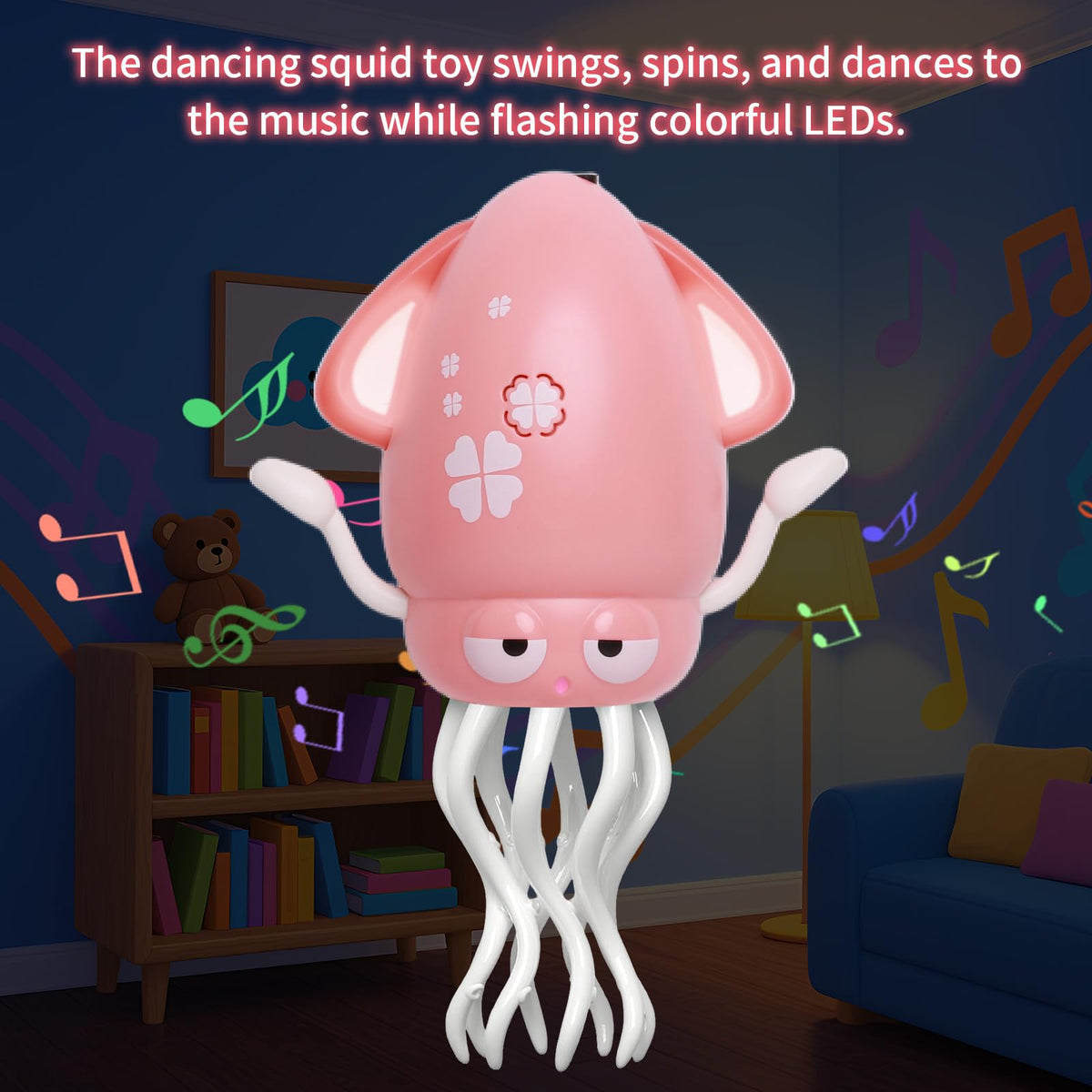 Dyale Dancing Squid Toy, Dancing Music Squid Baby Toys for Ages 3 and Up for Kids,Pink