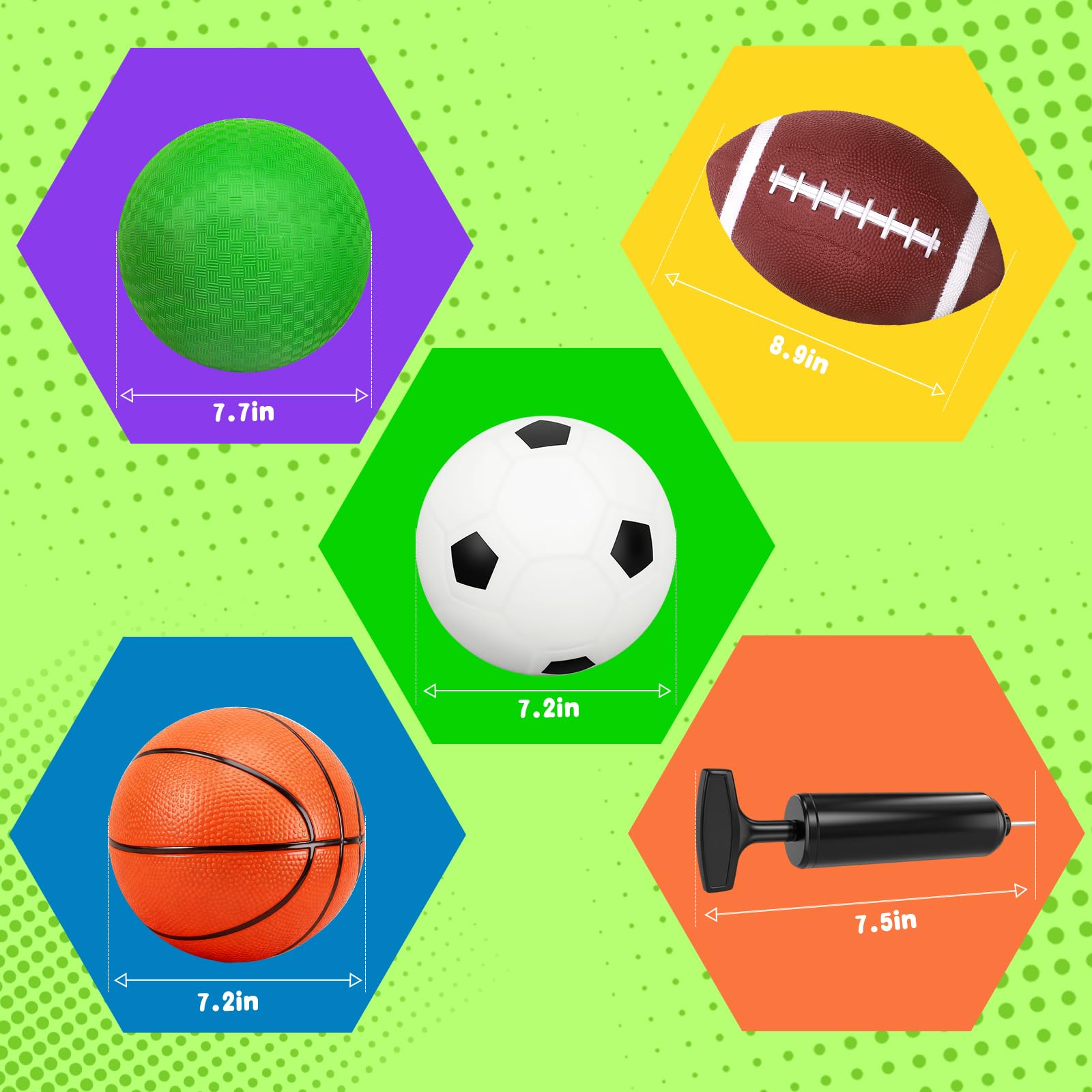 8 Inch Toddler Sport Balls Toys Set, Mini Basketball, Kids Dodgeball for Outdoor, 8" Small Soccer for Indoor Hoop Sets, Beach Pool Balls Stocking