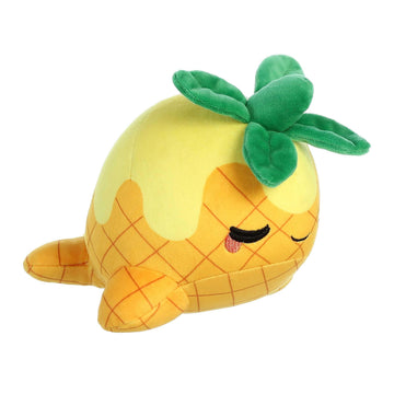 Aurora® Enchanting Tasty Peach® Pineapple Nomwhal Stuffed Animal - Bright & Colorful Design - Showpiece Plush - Yellow 7 Inches