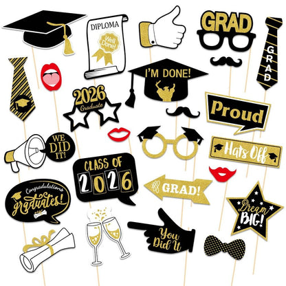 25Pcs Graduation Photo Booth Props Grad Party Favors Supplies