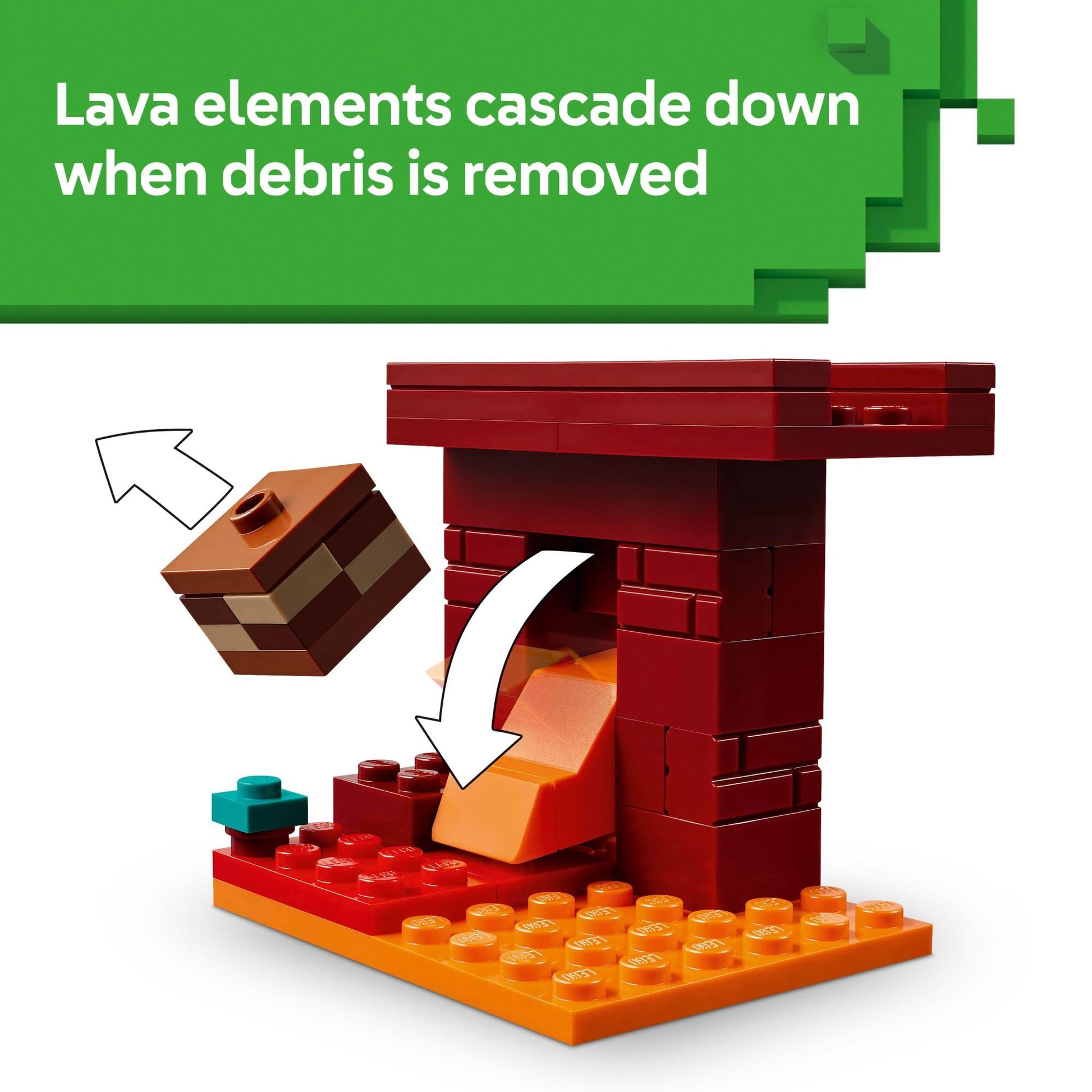 LEGO Minecraft The Nether Lava Battle Toy and Playset - Building Minecraft Toy for Kids, Ages 6+ - Alex, Wither Skeleton, Blaze and Strider Figures