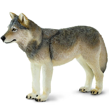 Safari Ltd. Gray Wolf Figurine - Realistic 4" Plastic Wolf Figure - Educational Toy for Boys, Girls, and Kids Ages 3+