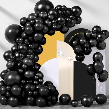 200 Pieces Black Balloons Different Sizes 5 10 12 18 Inch Latex Balloons Balloon Garland Arch Kit for for Black Themed Party Halloween Decorations