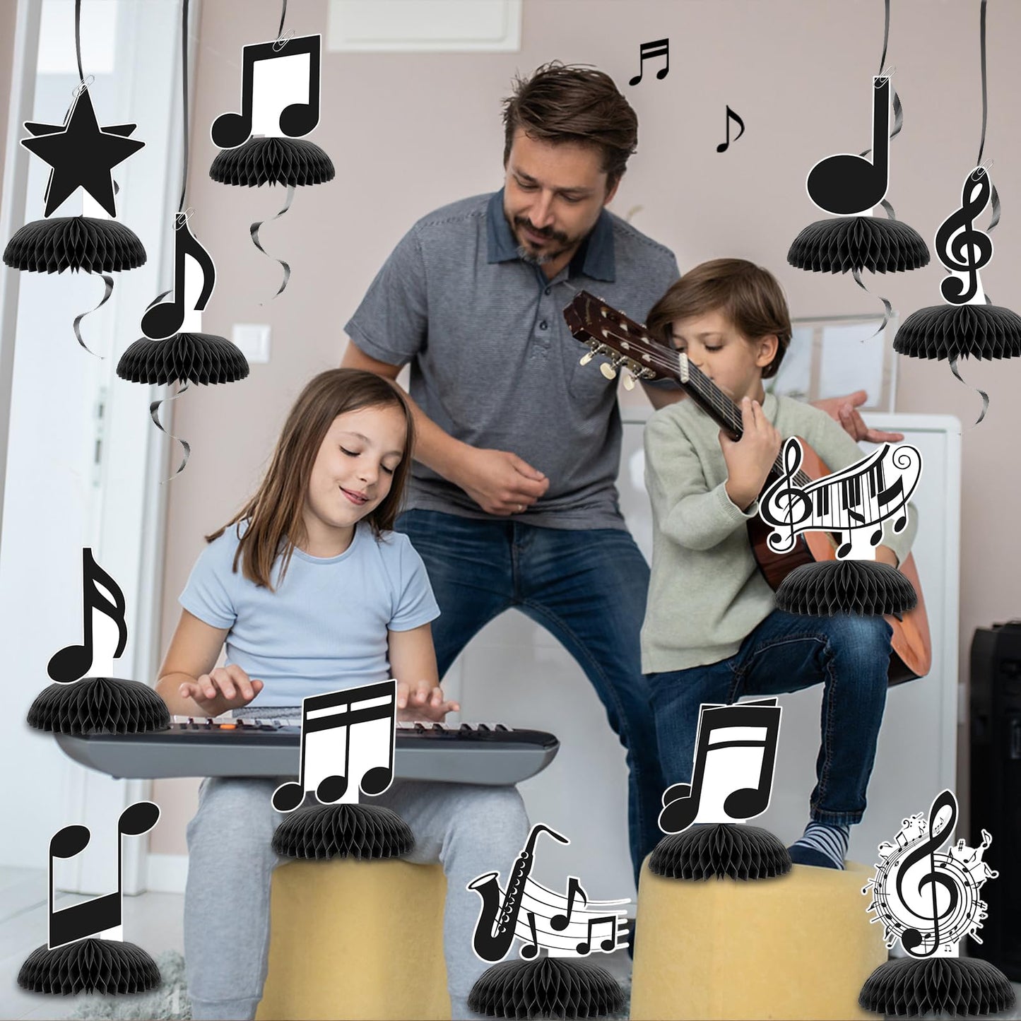 Music Notes Table Honeycomb Centerpieces, Happy Birthday Party Decorations