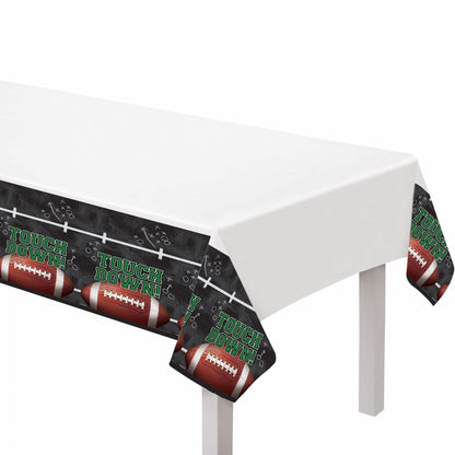 Multicolor Tailgates & Touchdowns Plastic Table Covers - 54" x 84" (3 Pc) - Vibrant Party Essentials for Football-Themed Celebrations