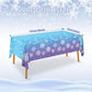 JQSSHXB 3Pcs Winter Snowflake Tablecloth, Frozen Wonderland Plastic Table Cloth, Blue and Purple Snowflake Winter Wonderland Disposable Table Cover