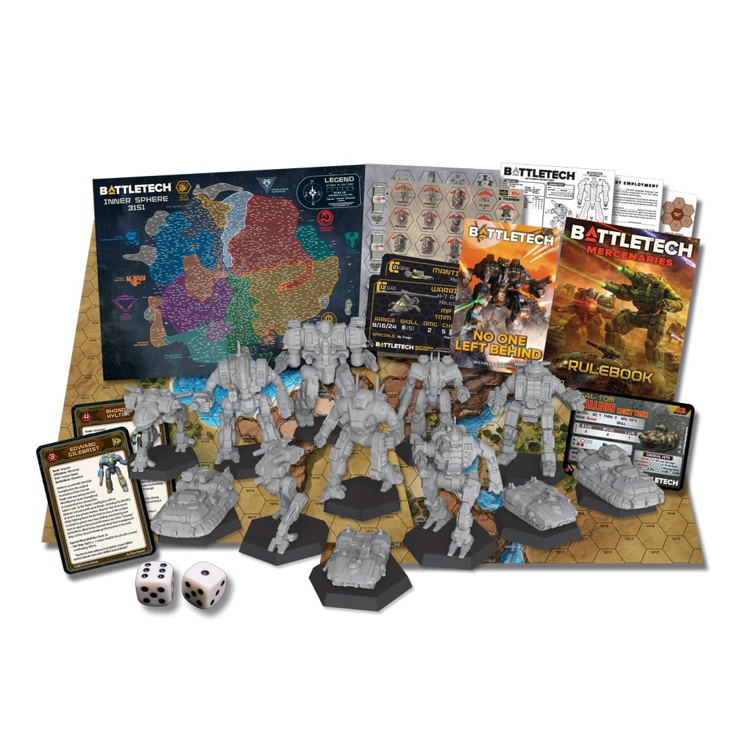 BattleTech Mercenaries Box Set by Catalyst Game Labs | 8 BattleMechs, 4 Vehicles, Rules, and Campaign | Combined Arms Expansion for Tabletop Wargaming