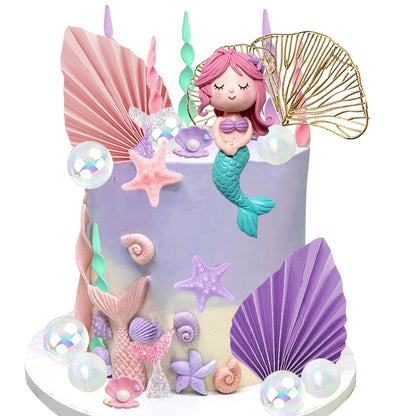 Mermaid Cake Toppers Under the Sea Mermaid Tail Cake Decorations for Birthday Baby Shower Party Supplies (Style 2)