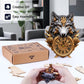 3D Wooden Puzzles for Adults Gray Wolf Design Clock Model Kit with Pendulum