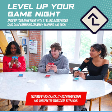 PLAYVIEW 21 Bluff - The Ultimate Bluffing & Strategy Card Game for Family Game Night-Fast-Paced & Hilarious Party Game - Outsmart & Outbluff to Win