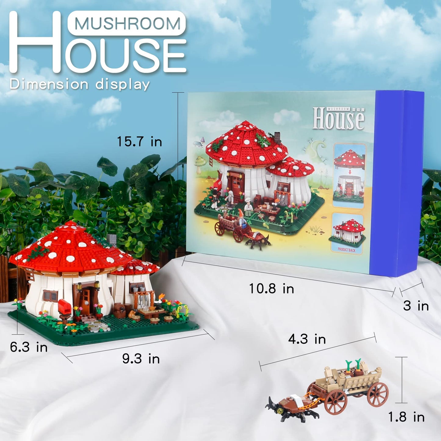2233PCS Mushroom House Building Blocks Sets not Compatible with lego Size