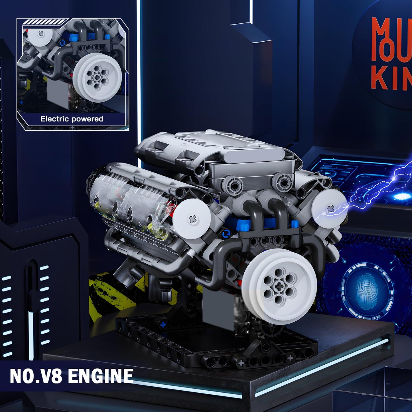 Mould King Visible V8 Engine Building Blocks V8 Motor Model Building Toys, V8 Combustion Engine Building Sets, Creative STEM Toys Building Kit