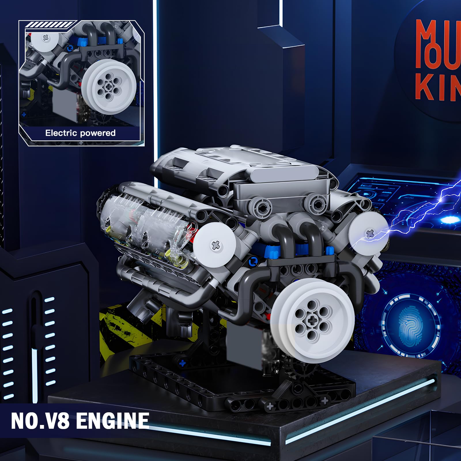 Mould King Visible V8 Engine Building Blocks V8 Motor Model Building Toys, V8 Combustion Engine Building Sets, Creative STEM Toys Building Kit