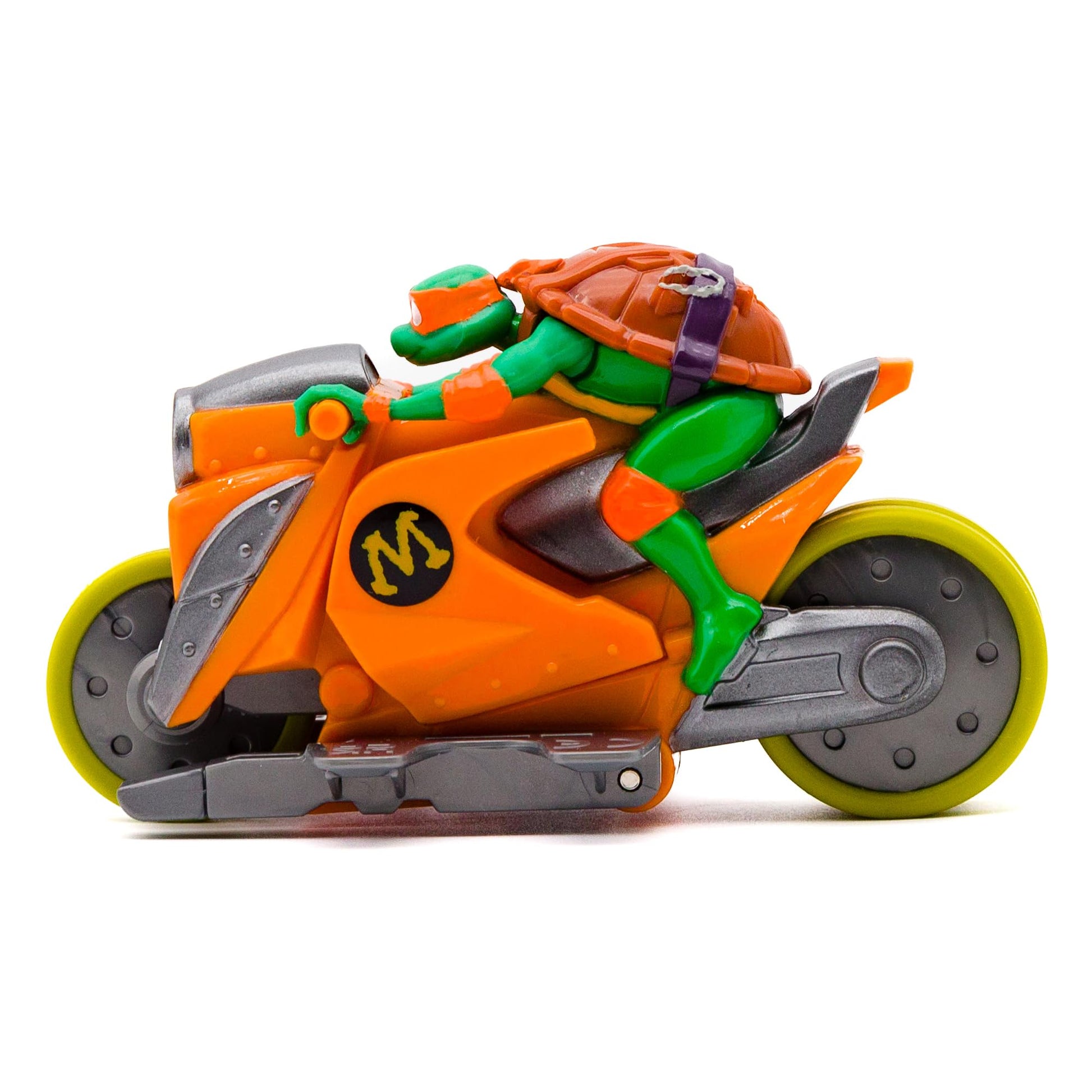Teenage Mutant Ninja Turtles Backflip Riders 4-Pack, TMNT Rev-Up Motorcycle Toy Vehicles with Backflip Stunt Action, Rubber Tires, Mutant Mayhem Toy