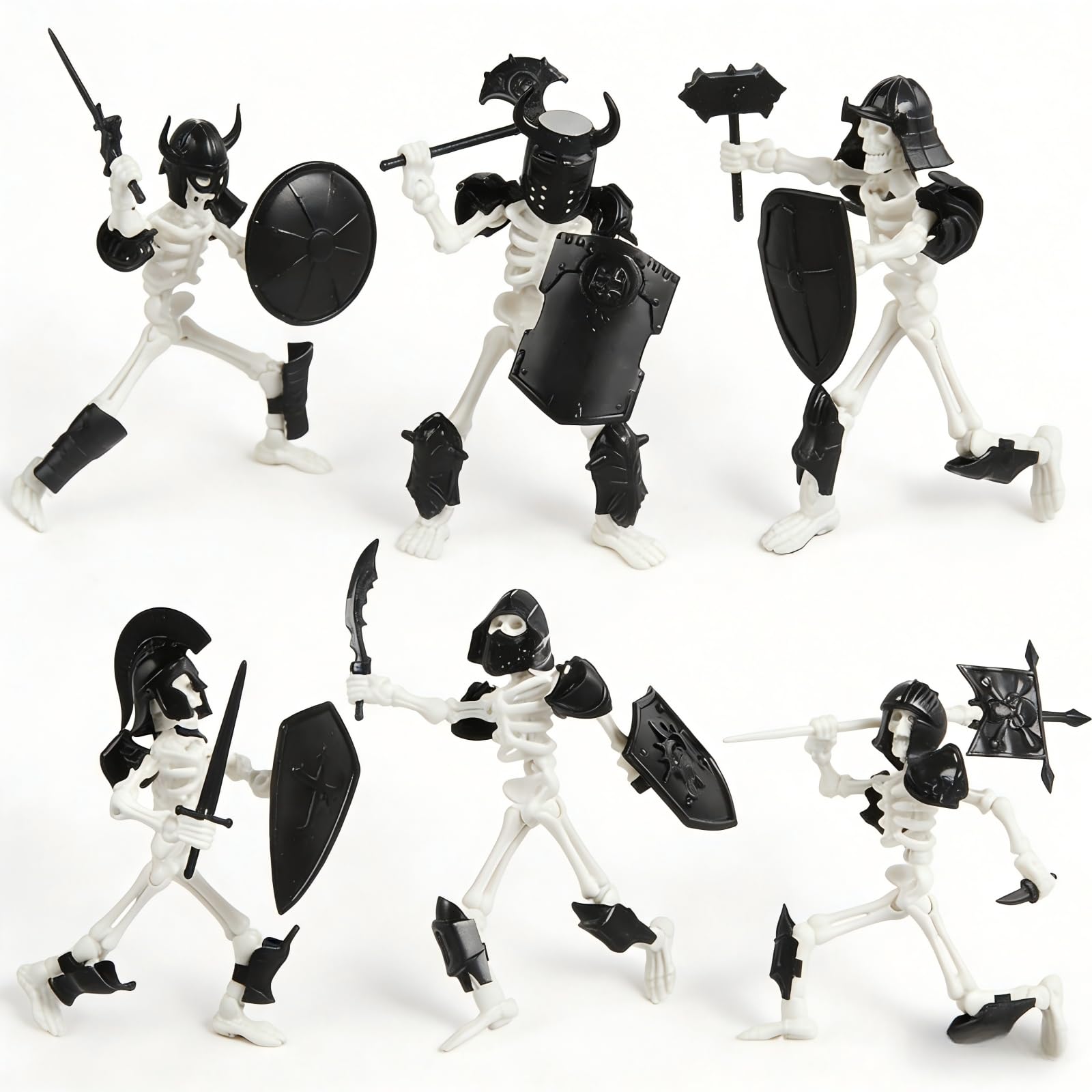 FortiTrust 6 Pack T13 Action Figure Set, Skeleton Action Figure Mini Skeletons for Halloween Decorations Dummy 13, Titan 13, Skeleton Toy