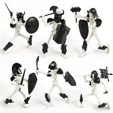 FortiTrust 6 Pack T13 Action Figure Set, Skeleton Action Figure Mini Skeletons for Halloween Decorations Dummy 13, Titan 13, Skeleton Toy