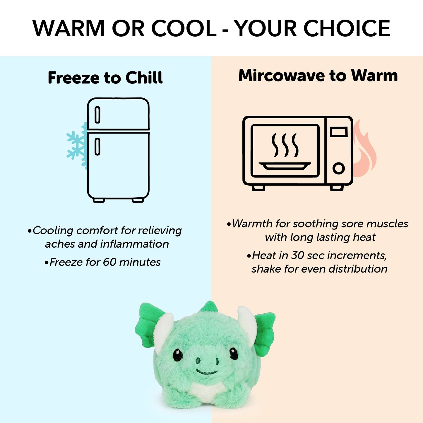 Warm Pals Baby Dragon, Small 4x7 Microwavable Comfort, Heated Plushie for Warmth, Calming Anxiety, Relaxing Bedtime Snuggles and Cozy Toys for Kids