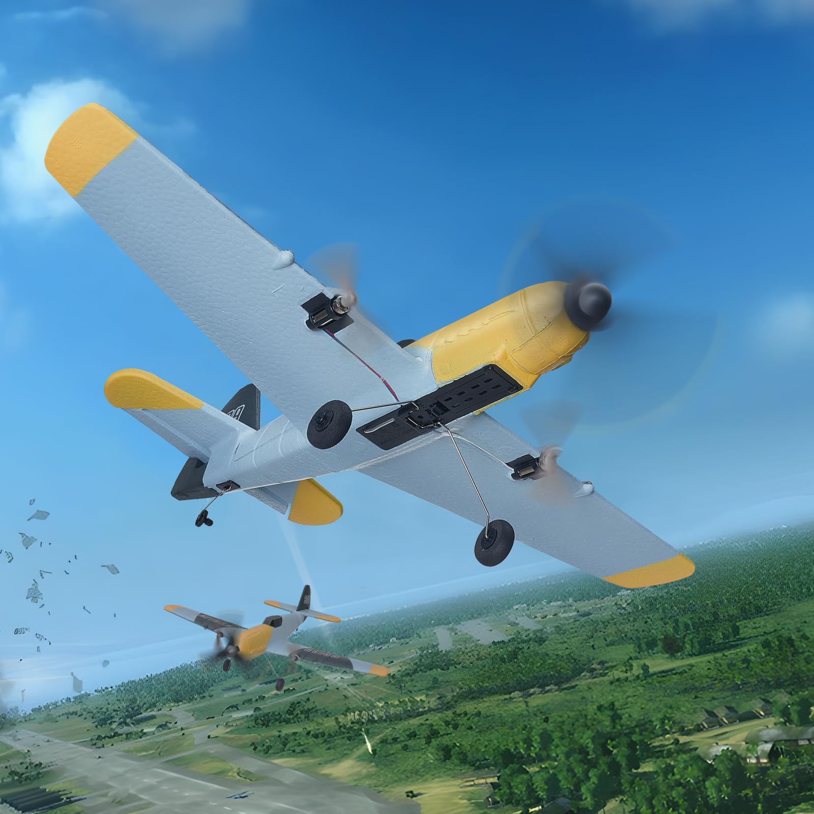 VEVOR RC Plane, 2.4GHZ 3 Channel RC Airplane with 6-Axis Gyro Stabilizer&2 Batteries, Ready to Fly BF-109 Fighter Aircraft Plane Toy for Adults