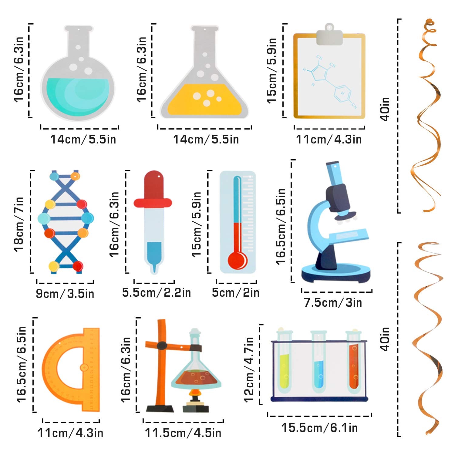 LINGTEER Science Hanging Swirls Streamers Chemistry Laboratory Erlenmeyer Flask Prop Sign Party Decorations