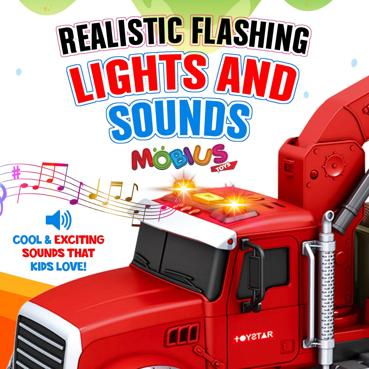 Timber Log Truck Toys for Boys - Logging Trucks for Toddlers - Friction-Powered Vehicle Playset w/Lights & Sounds, Working Crane, Claw, Logs, Flatbed